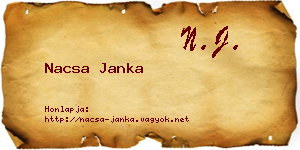 Nacsa Janka névjegykártya